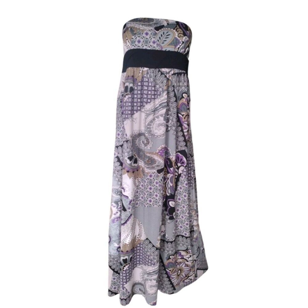 Poetry clothing Sun Dress Women L‎ Purple Gray Summer Paisley Floral Maxi Boho